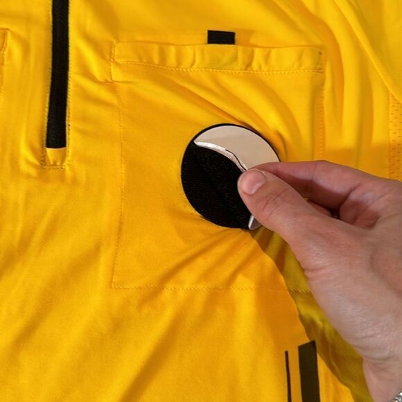 Admiral Mens Gold Authentic Referee Jersey Short Sleeve Front 1/2 Zip Size M NEW - Picture 5 of 14